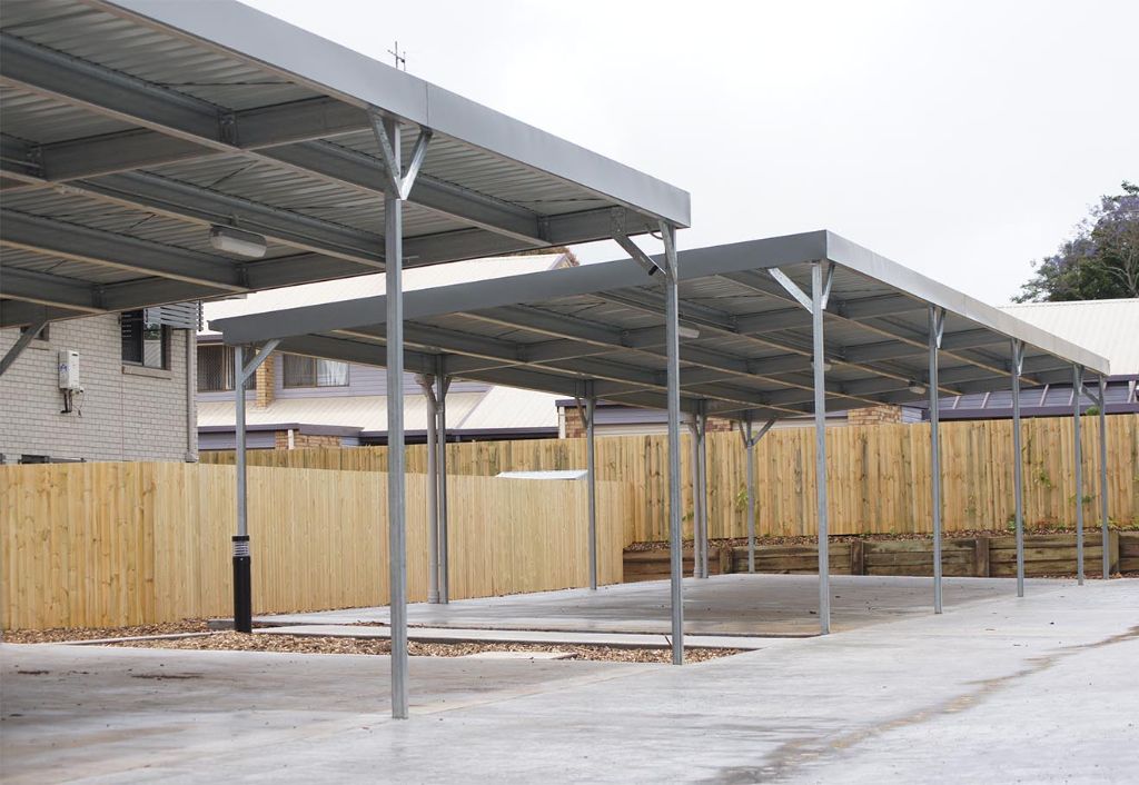 Steel carport with galvanized frame